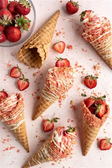 cone straberry cheese cake